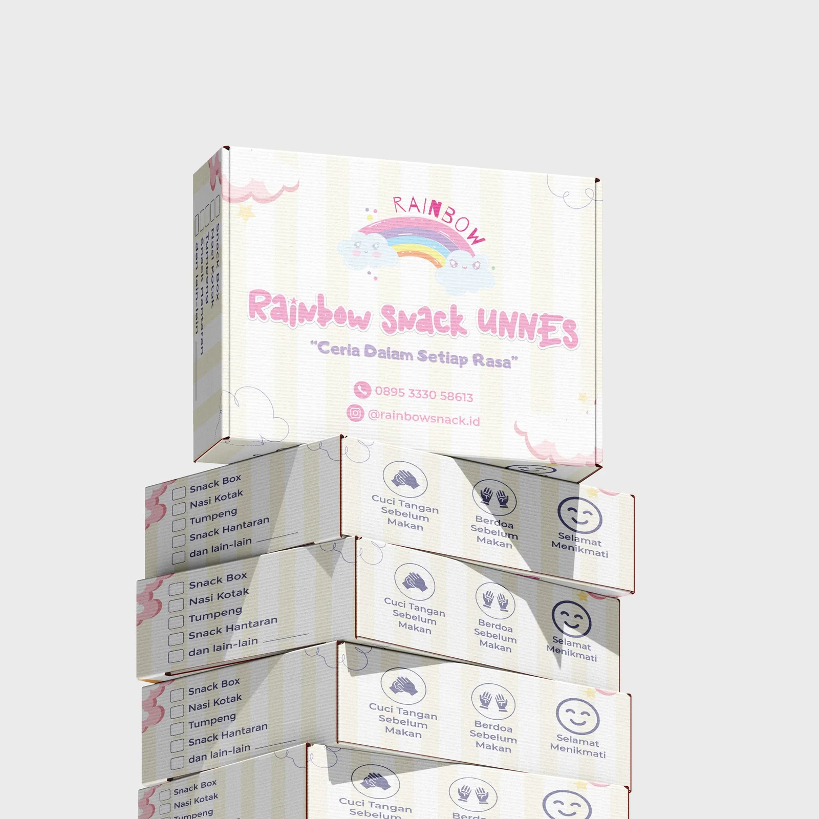Tumpukan snack box Rainbow Snack