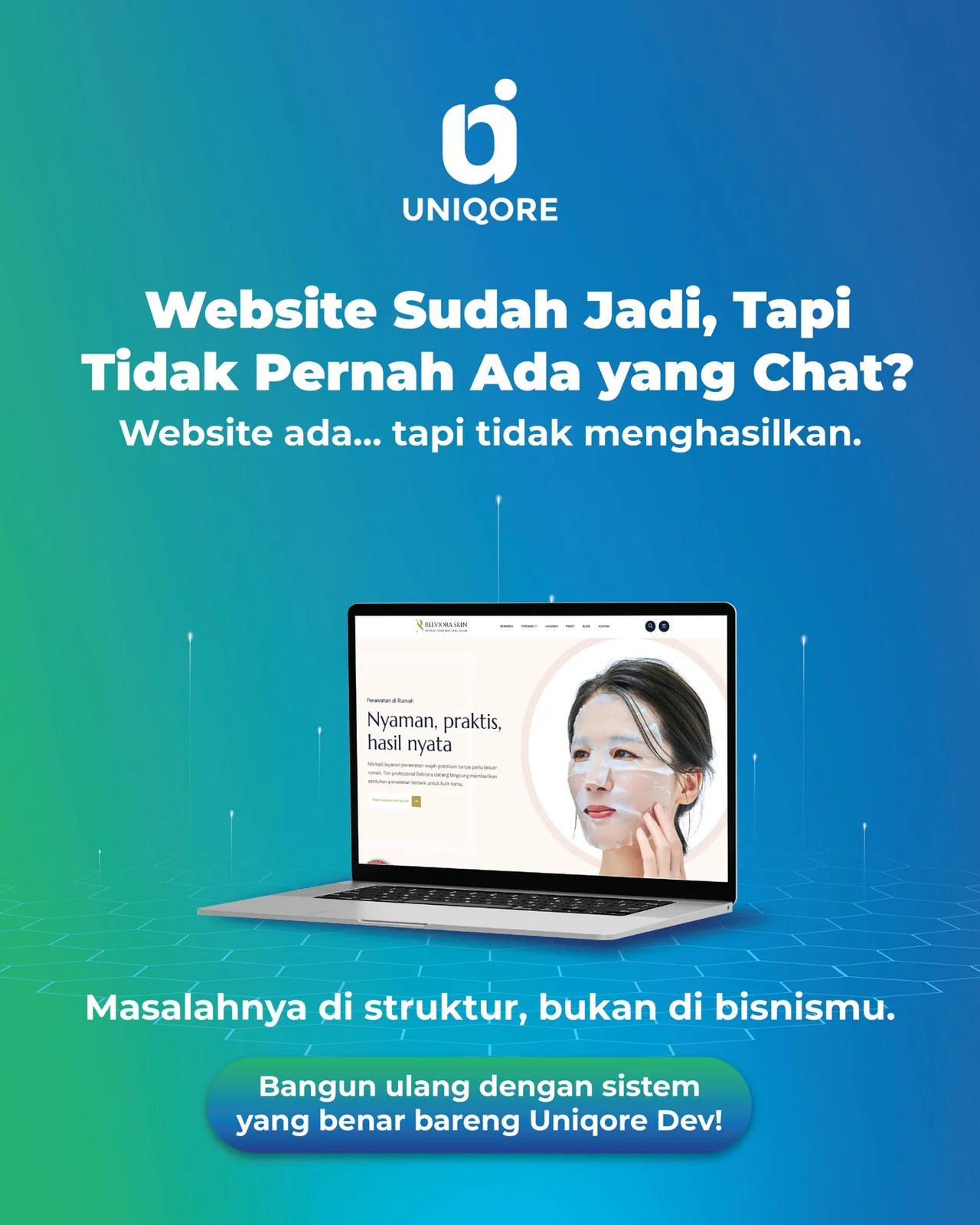 Feed Uniqore: website tidak menghasilkan chat