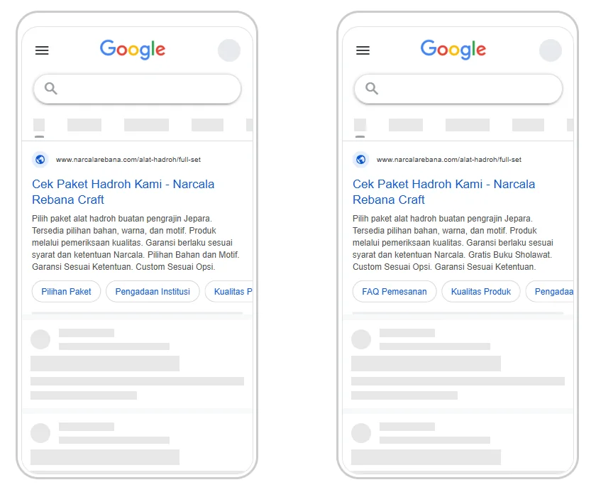 Iklan Narcala di Google versi HP