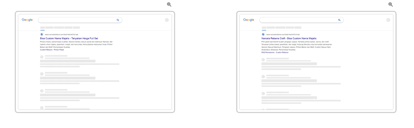 Iklan Narcala di Google versi desktop