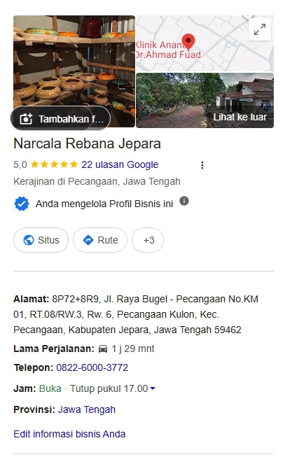 Profil Google Narcala Rebana Jepara