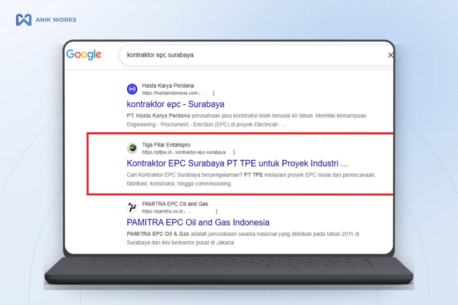 SEO PT Tiga Pilar Entalispro