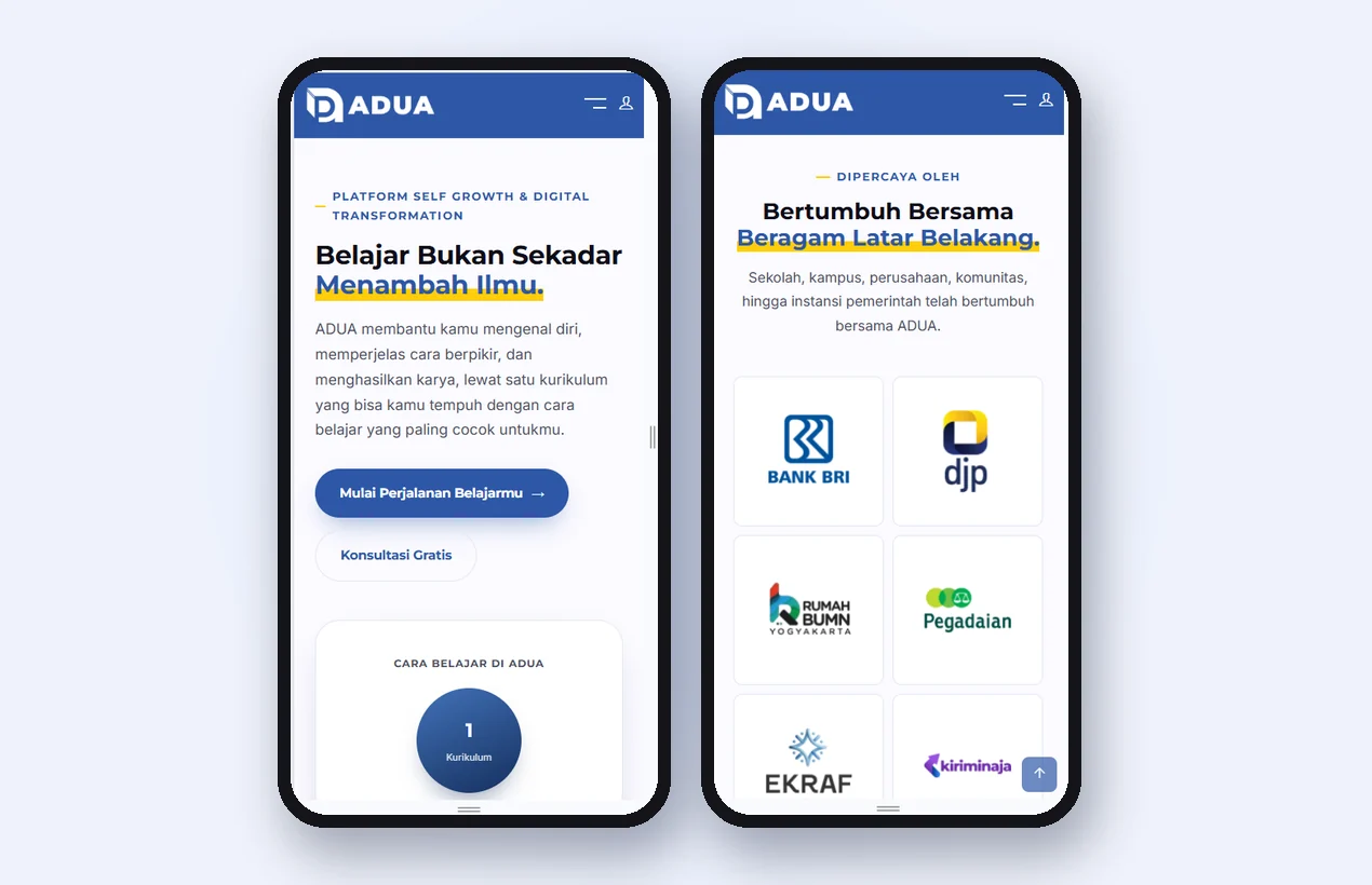 Website ADUA di HP
