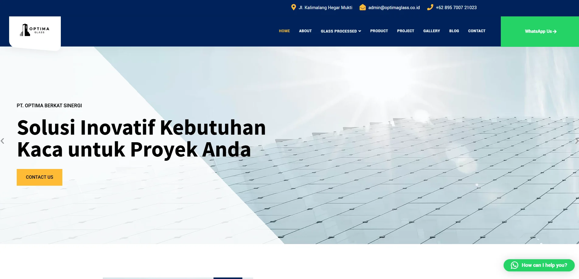 Website Optima Glass buatan AWORA