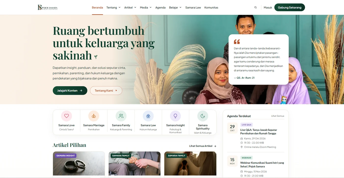 Website Pojok Samara buatan AWORA
