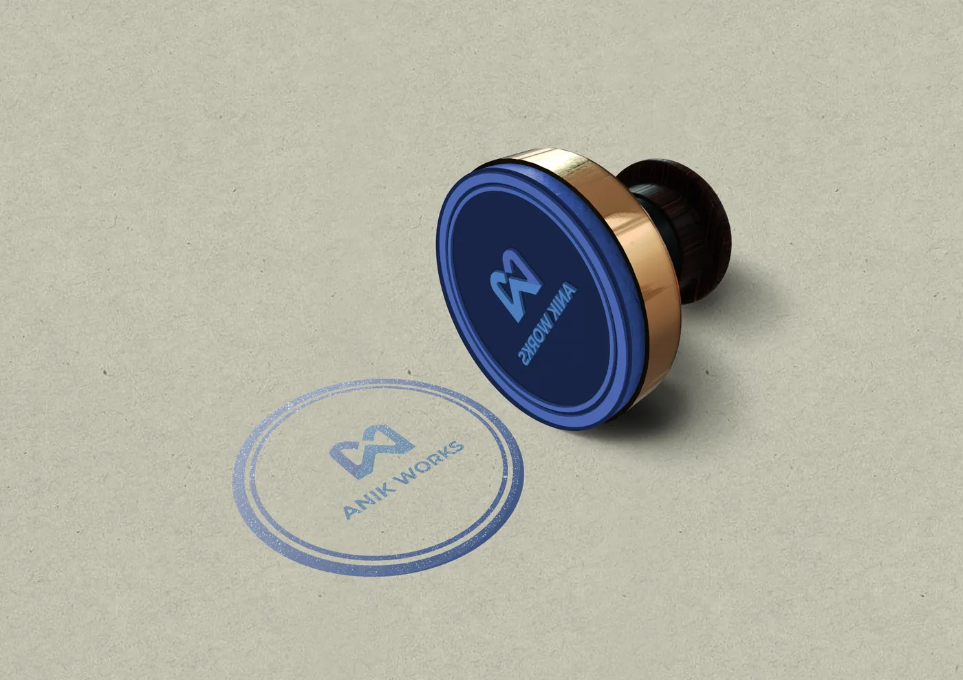 Stempel dengan logo ANIK WORKS
